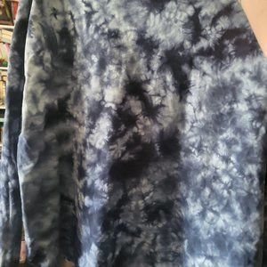 Tie-dye blue and white long sleeved shirt